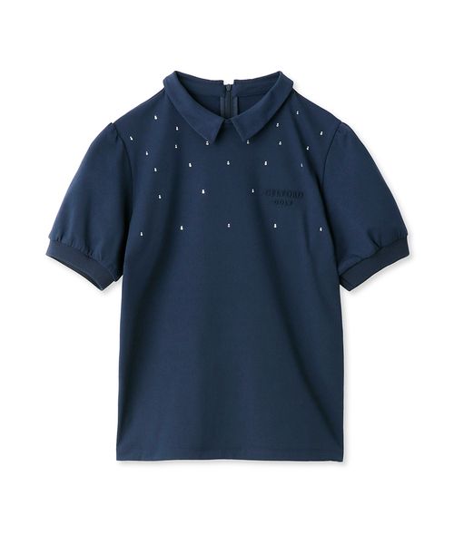 セール】【CELFORD GOLF】衿付きラインストーントップス
