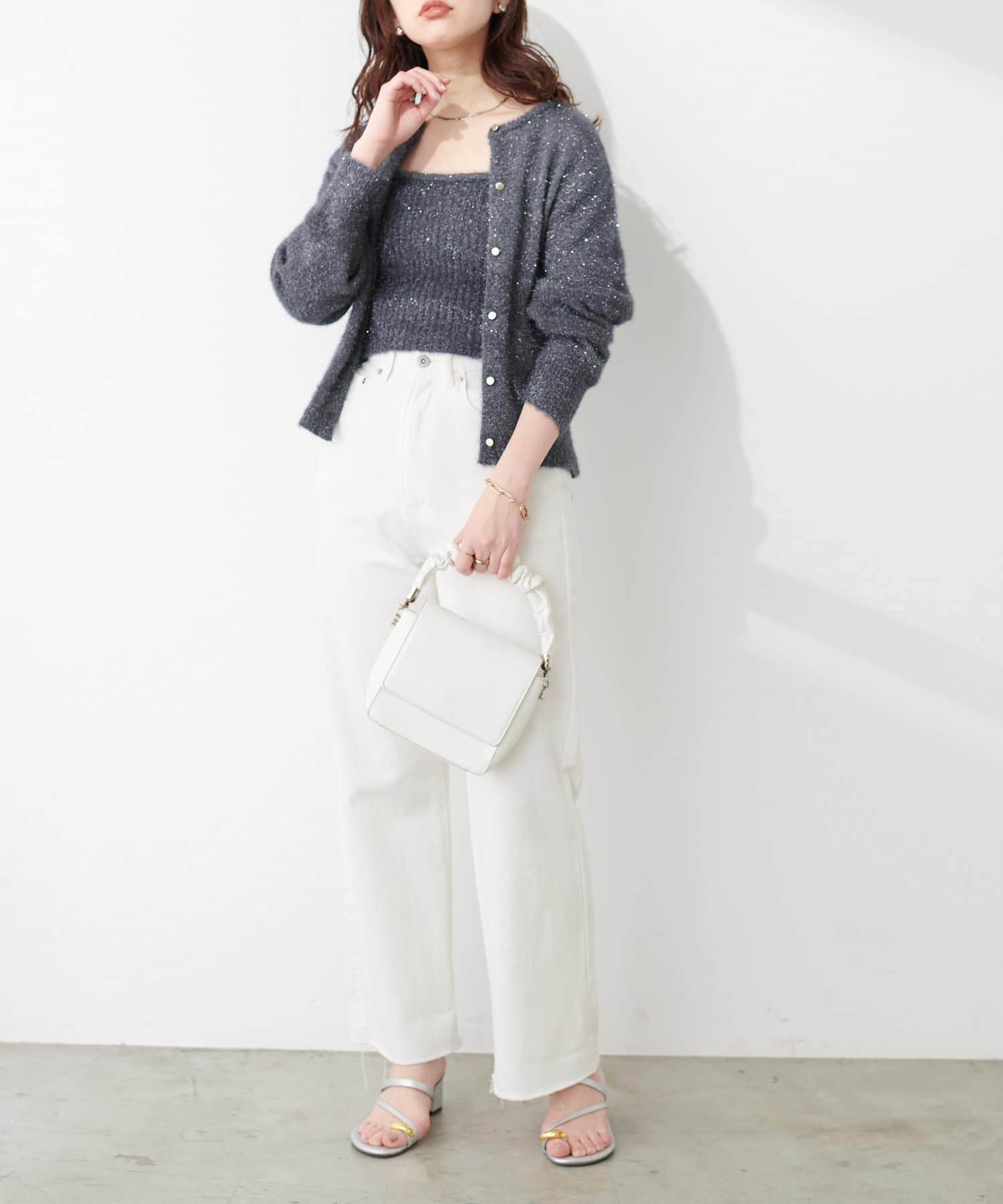 最終値下！FENDI/2wayシルバーラメシースルーサマーニット