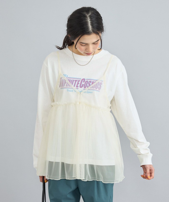 セール42%OFF】チュールキャミ付きロックTシャツ(505997079