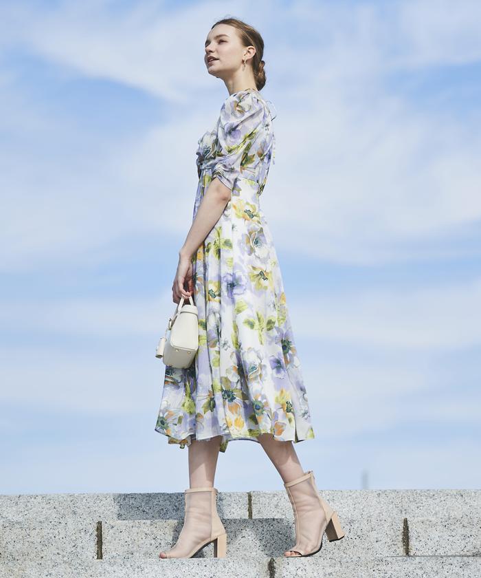 セール 60%OFF】ファンシーフラワーバストギャザーワンピース セール 60%OFF】ファンシーフラワーバストギャザーワンピース