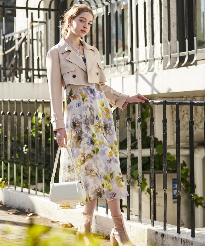 セール 60%OFF】ファンシーフラワーバストギャザーワンピース セール 60%OFF】ファンシーフラワーバストギャザーワンピース