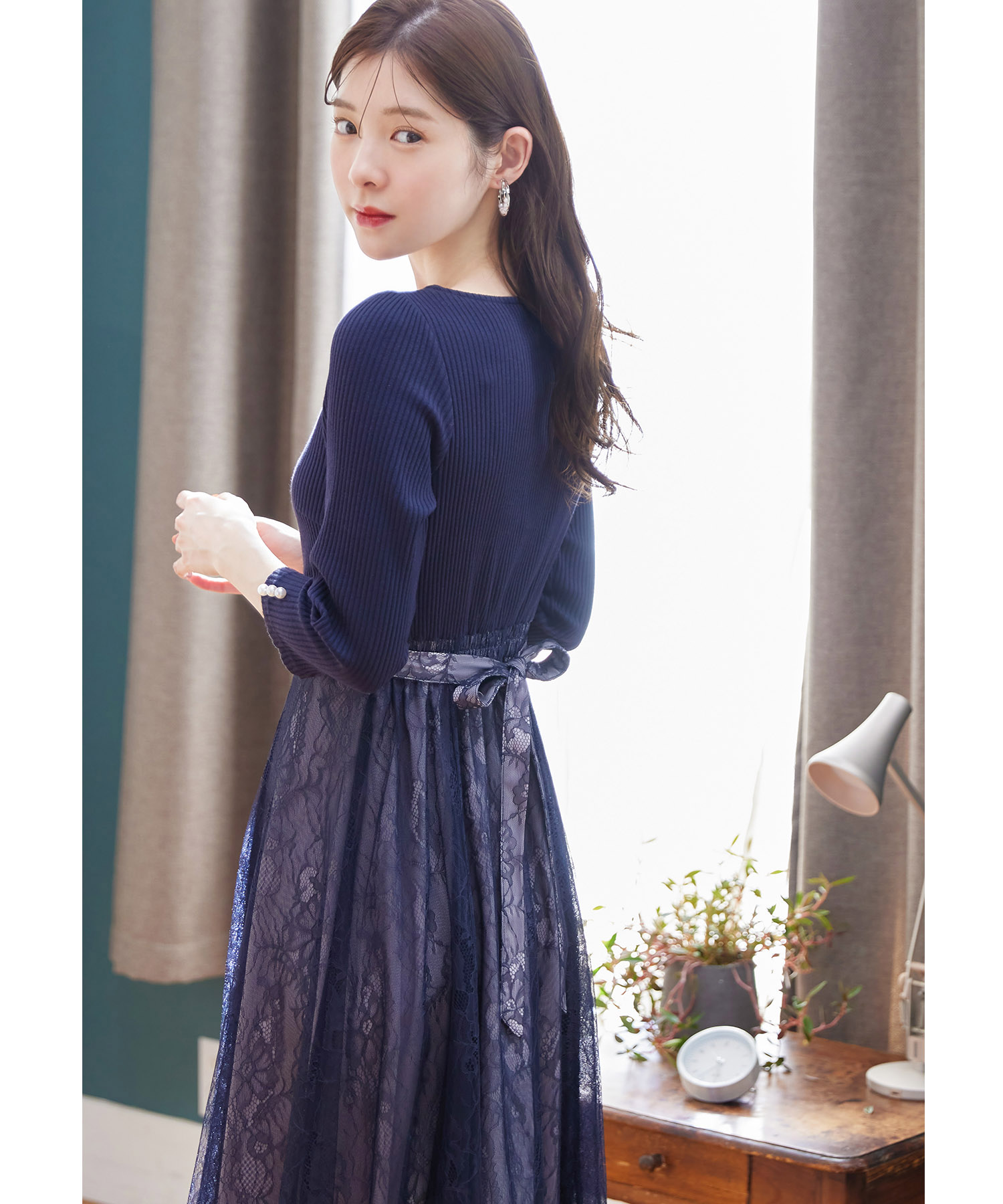 トッコクローゼット tocco closet リボン＆パール付きハイ