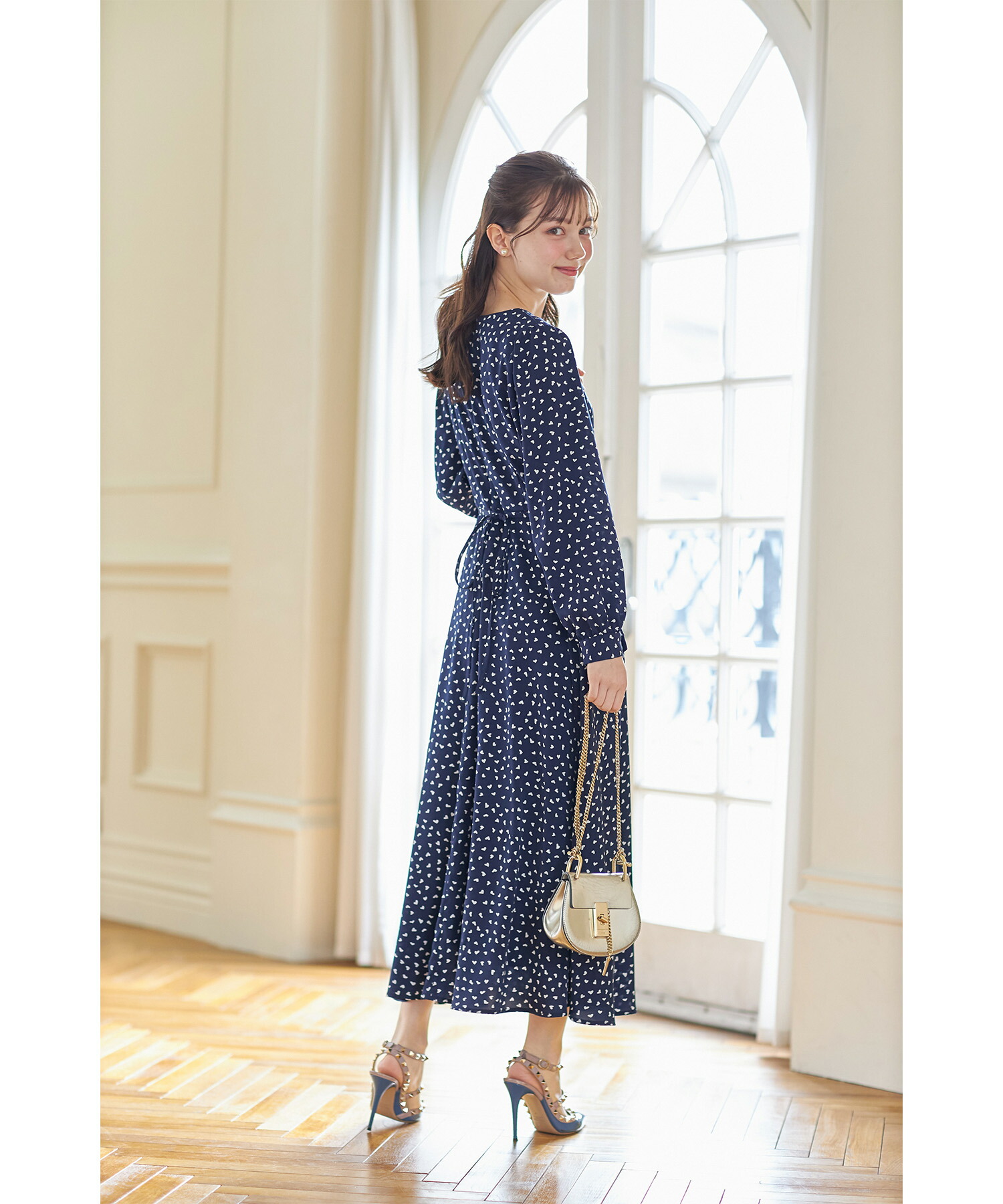Vネックワンピース　ネイビー　Mサイズ　ハートクローゼット クーポン】【セール 50%OFF】トッコクローゼット tocco closet