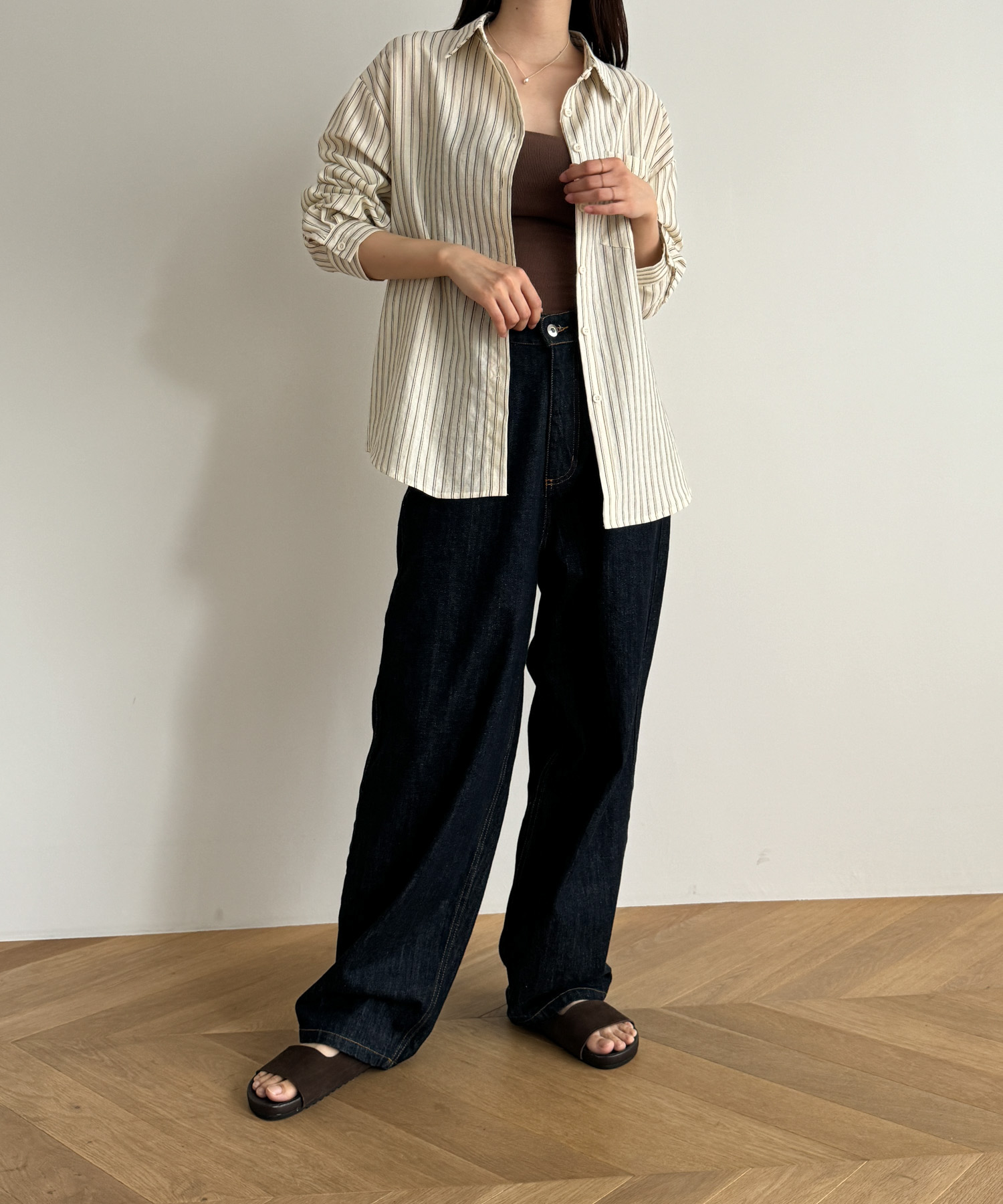 【美品】CANAL JEAN El mar(エルマール)ストライプシャツ キャナルジーン CANAL JEAN El mar(エルマール)ストライプ