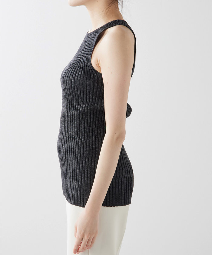 Whim Gazette ラメリブノースリーブ 新品】Whim Gazetteラメリブノースリーブ