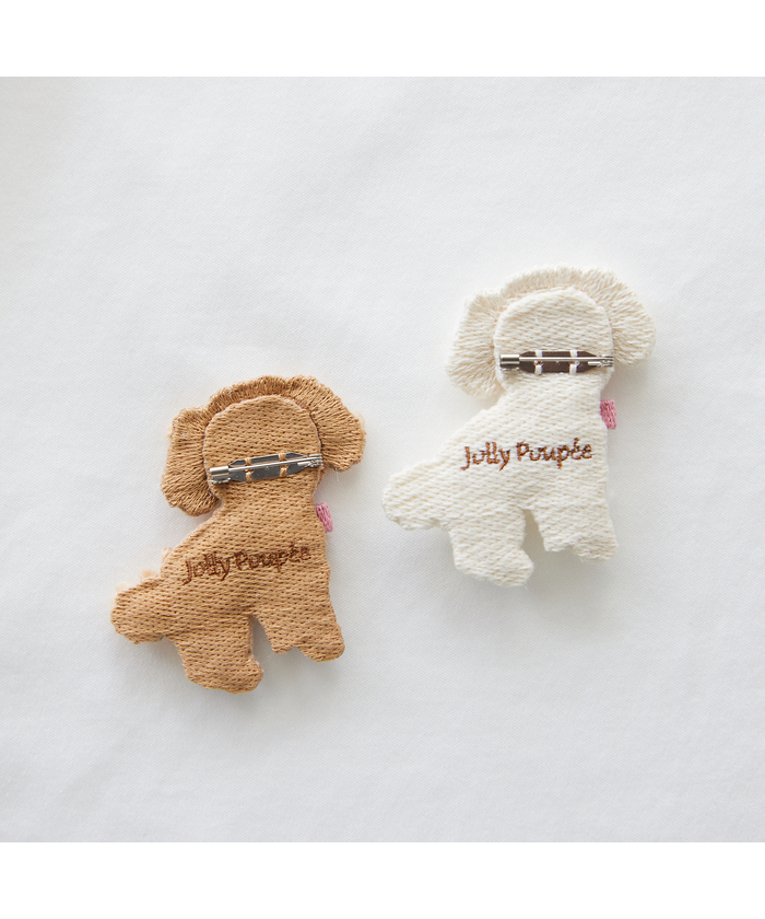 ローズティアラ　Jolly Poupéeトイプードル　ブローチ　完売品　ホワイト Jolly Poupee ブローチ トイプードルブローチ レディース