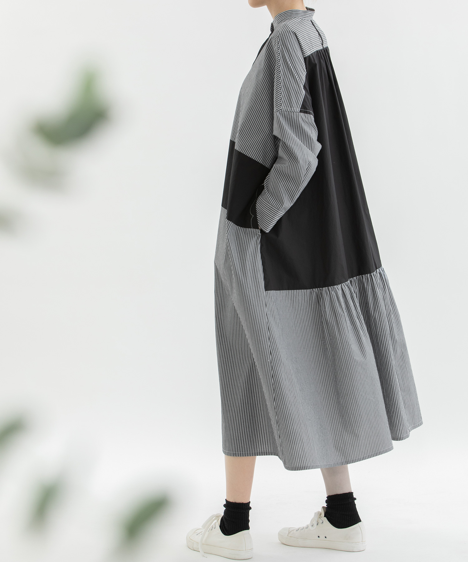 【未使用】NOLLEY’Sドット 切り替えワンピース 黒 定価¥15,400 セール 30%OFF】◇【WEB限定】リップルドット切り替えワンピース