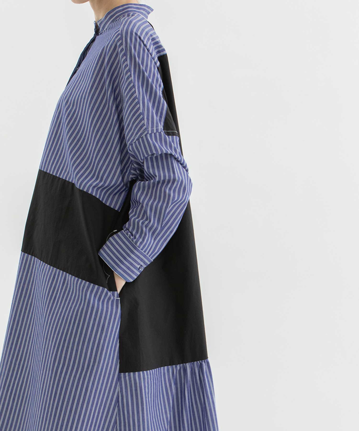 美品 ノップドゥノッド nop de nod Cornet配色切り替えワンピース セール】ノップドゥノッド nop de nod Cornet配色切り替え