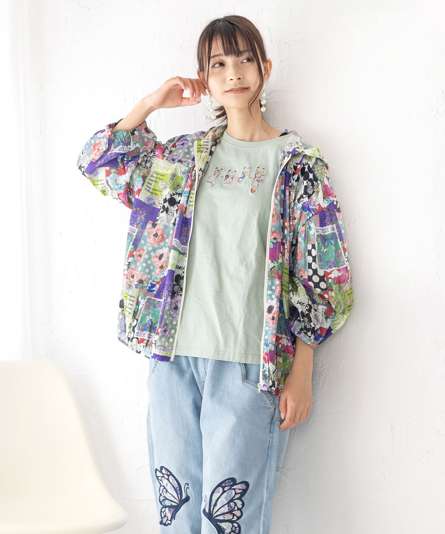豊富なギフト セール】スカラー ScoLar 2柄展開 花柄コラージュorネコドット トップス