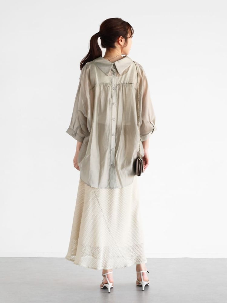 定価18,500円】Vin日本製レースロングスカートベージュM