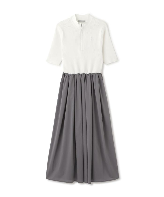 セール 50%OFF】ハーフジップニットドッキングワンピース