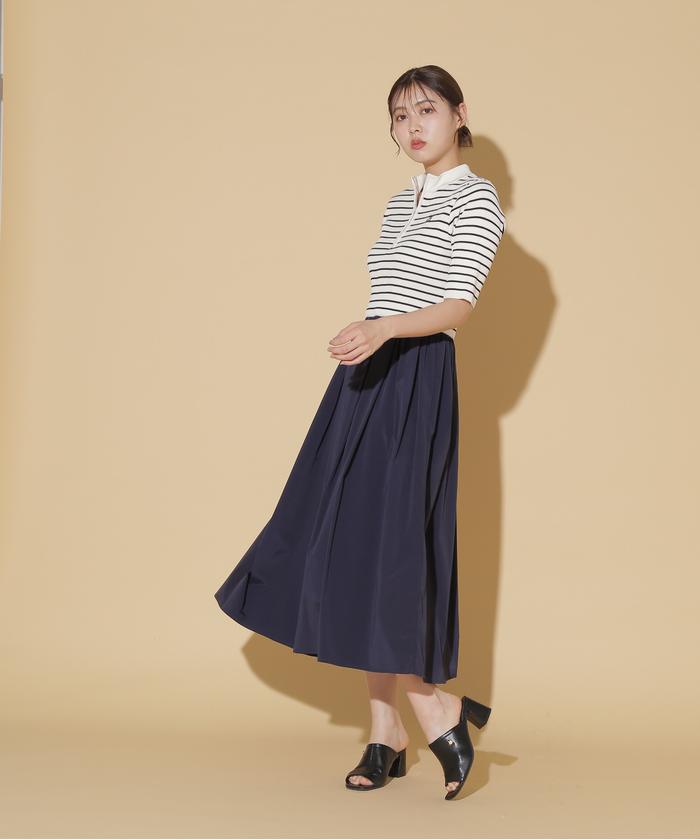 セール 50%OFF】ハーフジップニットドッキングワンピース