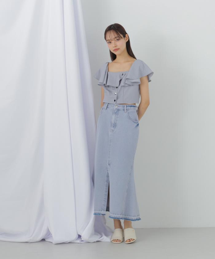セール 20%OFF】リメイク風マーメイドロングデニムスカート セール 20%OFF】リメイク風マーメイドロングデニムスカート