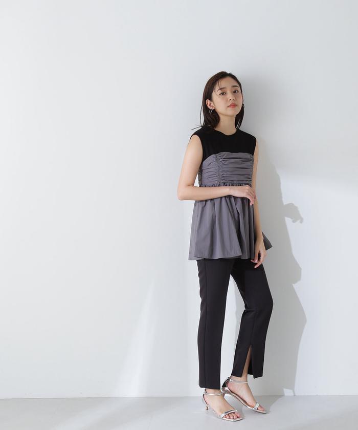 PINUE タフタギャザービスチェ ブラック【新品タグ付き】 PINUE タフタギャザービスチェ トップス