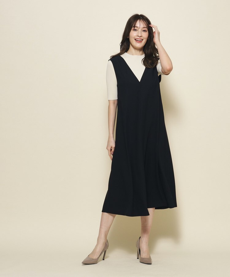 セール 70%OFF】【洗える／5分袖ニット＋ジャンスカのセット】V