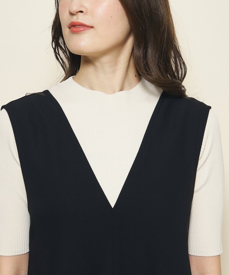 セール 70%OFF】【洗える/5分袖ニット+ジャンスカのセット】V セール 70%OFF】【洗える/5分袖ニット+ジャンスカのセット】V