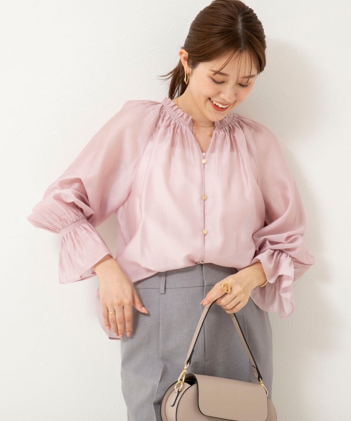 ★美品★ ノーリーズ ソフトオーガンジー2wayシャーリングブラウス セール 30%OFF】ソフトオーガンジー2WAYシャーリングブラウス