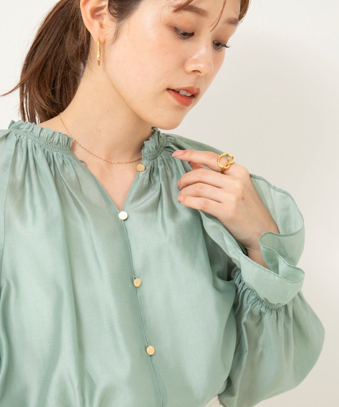 セール 30%OFF】ソフトオーガンジー2WAYシャーリングブラウス