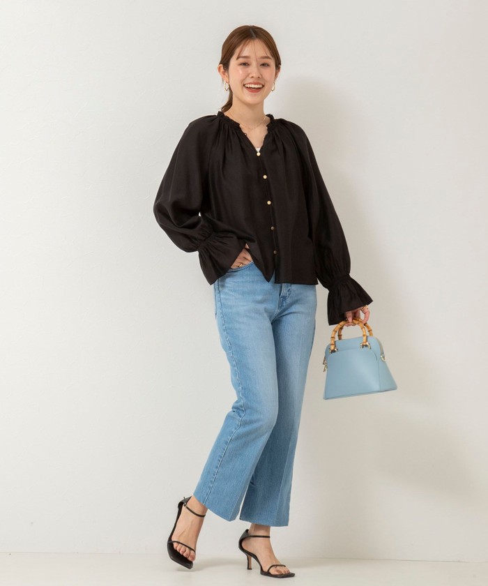 セール 30%OFF】ソフトオーガンジー2WAYシャーリングブラウス