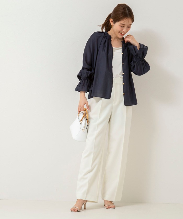 セール 30%OFF】ソフトオーガンジー2WAYシャーリングブラウス