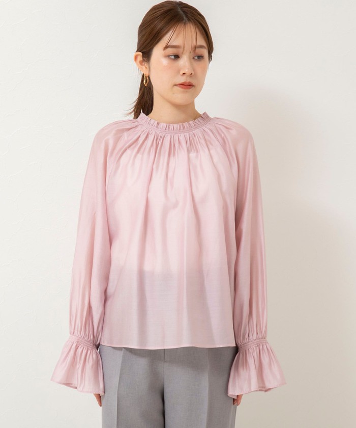 【新品未使用】ノーリーズ ソフトオーガンジー2wayシャーリングブラウス セール 30%OFF】ソフトオーガンジー2WAYシャーリングブラウス