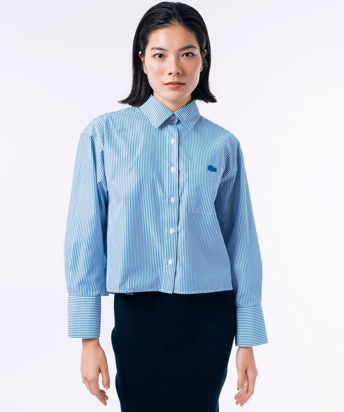 セール】ラコステ LACOSTE ストライプクロップドシャツ