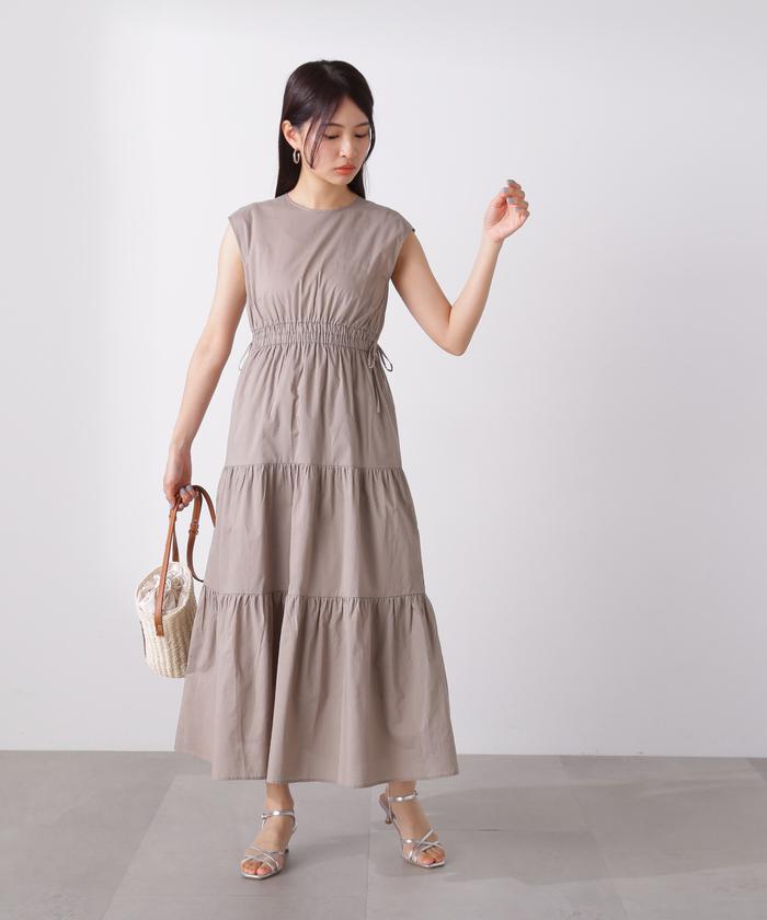 コットンボイルウエストギャザーワンピース《S Size Line