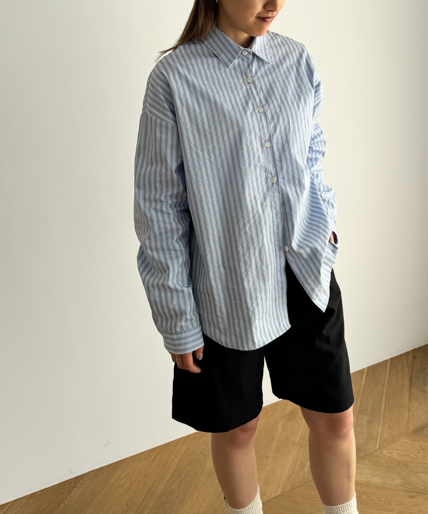 【美品】CANAL JEAN El mar(エルマール)ストライプシャツ クーポン】キャナルジーン CANAL JEAN El mar(エルマール