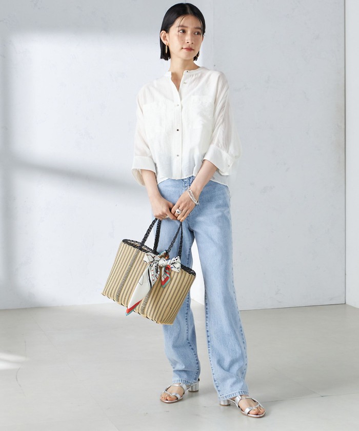 【美品】シップス　シルク混シアー羽織 シャツ ホワイト 手洗い可能〉シルク混 シアー 羽織 シャツ（シャツ/ブラウス