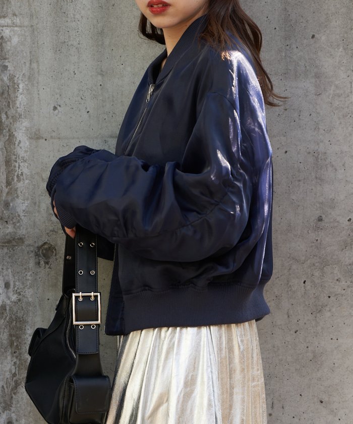 【Chico】オーガンジーリバーシブルブルゾン　ネイビー Chico（チコ）の「【2024SS】オーガンジーリバーシブルブルゾン