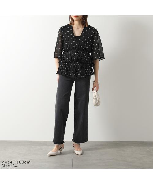 ガニー GANNI GANNI ブラウス Pleated Georgette Vーneck ガニー GANNI GANNI ブラウス Pleated Georgette Vーneck