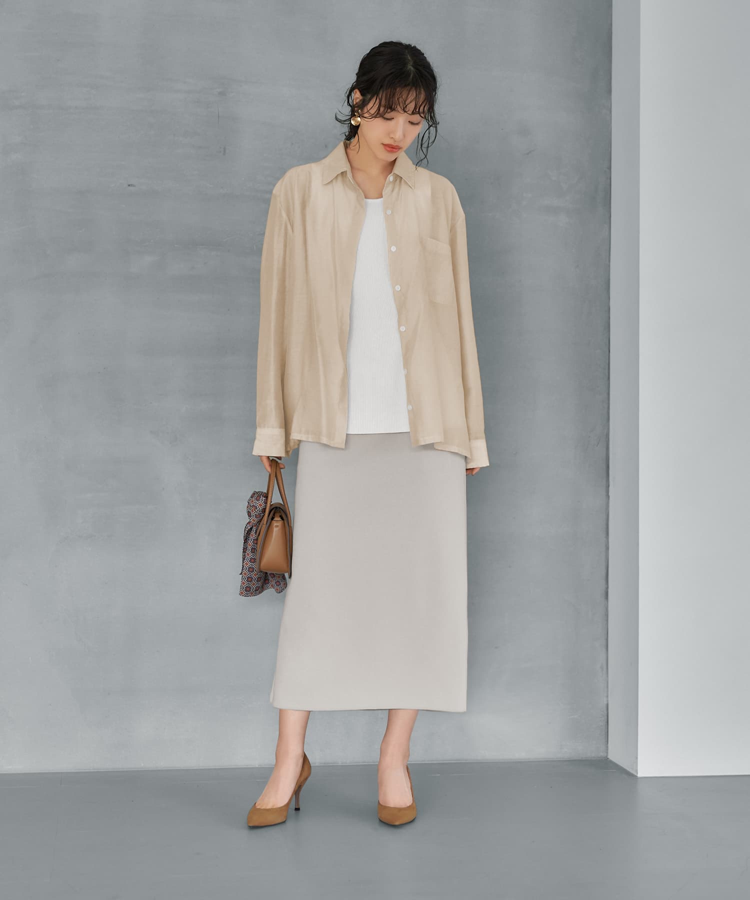 DEPAREILLE シルク混シャツ スタイルデリ STYLE DELI 【LUXE】シルク混シアーシャツ