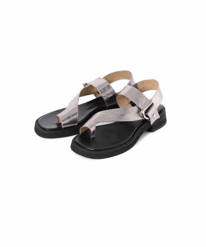 クーポン】【セール 30%OFF】GRISEレザーバックルトングサンダル