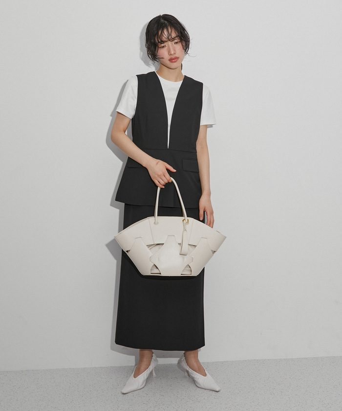 【アダムエロペ】【サステナブル】2WAYシルエットジャンパースカート　黒【F】 楽天市場】【サステナブル】2WAYシルエットジャンパースカート