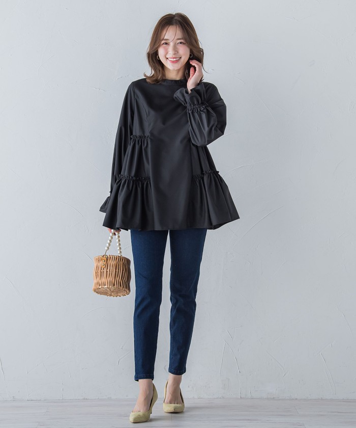 りーる　新品　CADUNÉ フリルデザイン ノースリーブチュニック リアルスタイル REAL STYLE チュニック 薄手 ノースリーブ