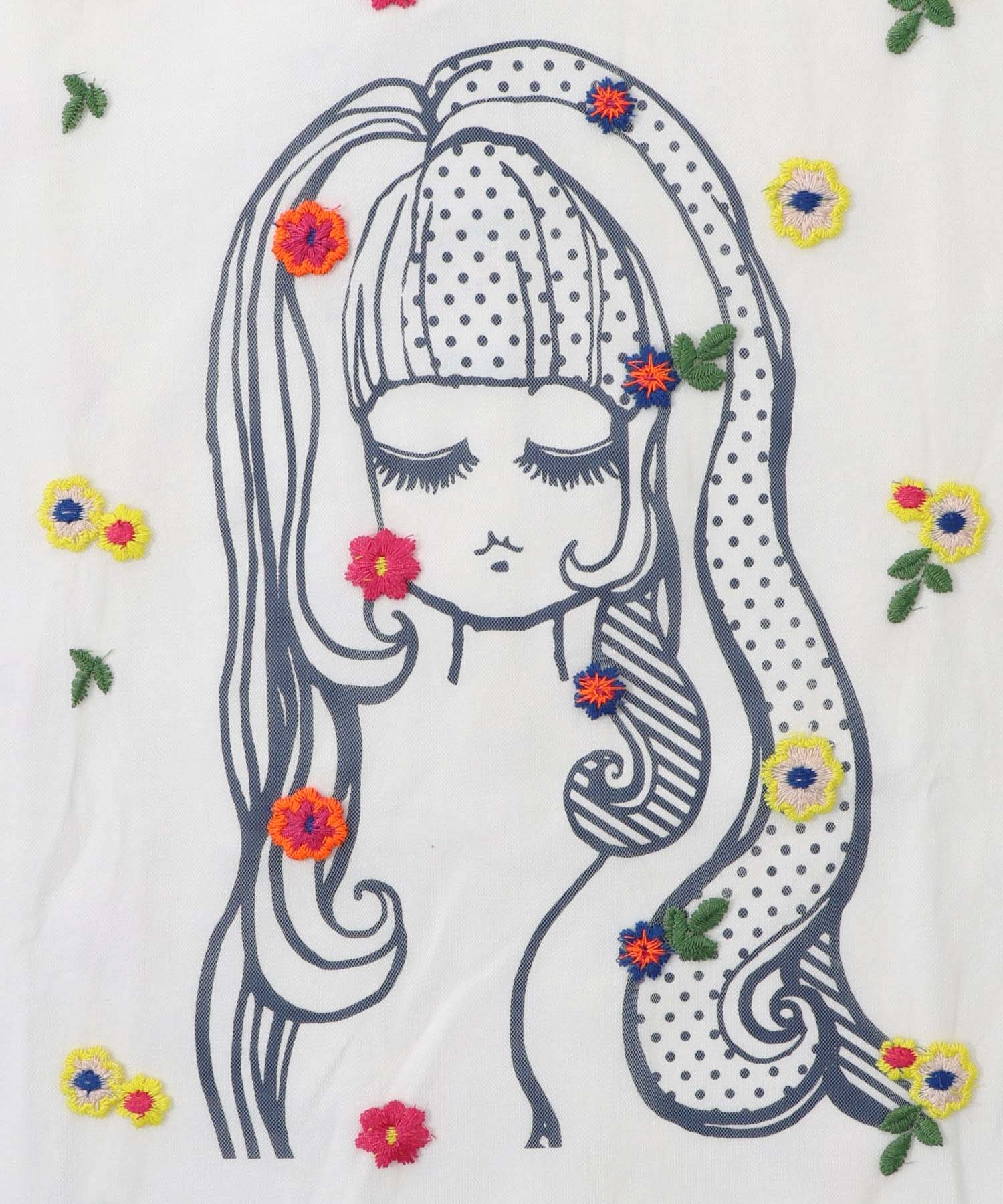 セール】スカラー ScoLar 花刺繍チュール重ね 女の子プリントT