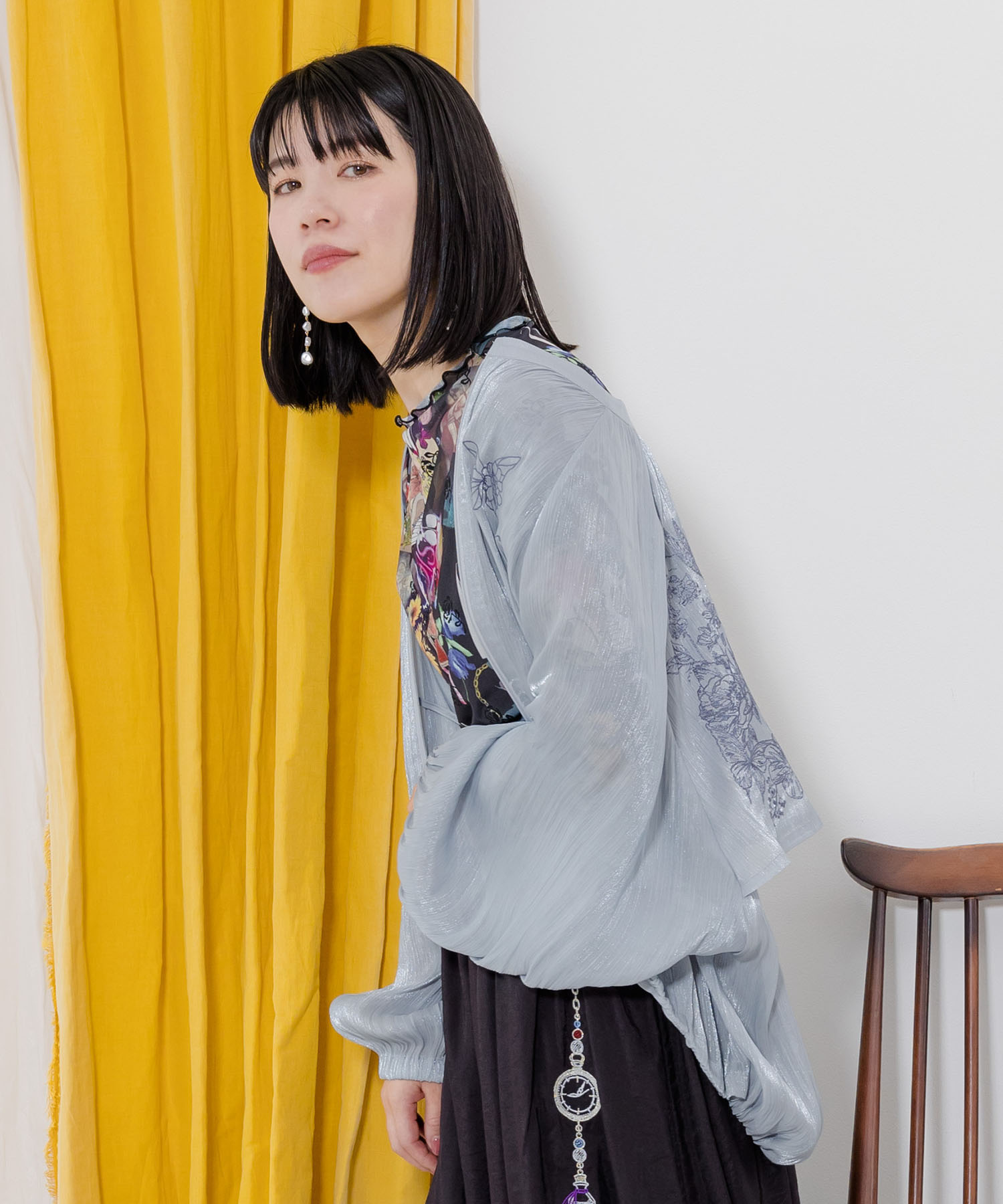 セール 60%OFF】スカラー ScoLar 蝶花刺繍 シャイニングシフォン
