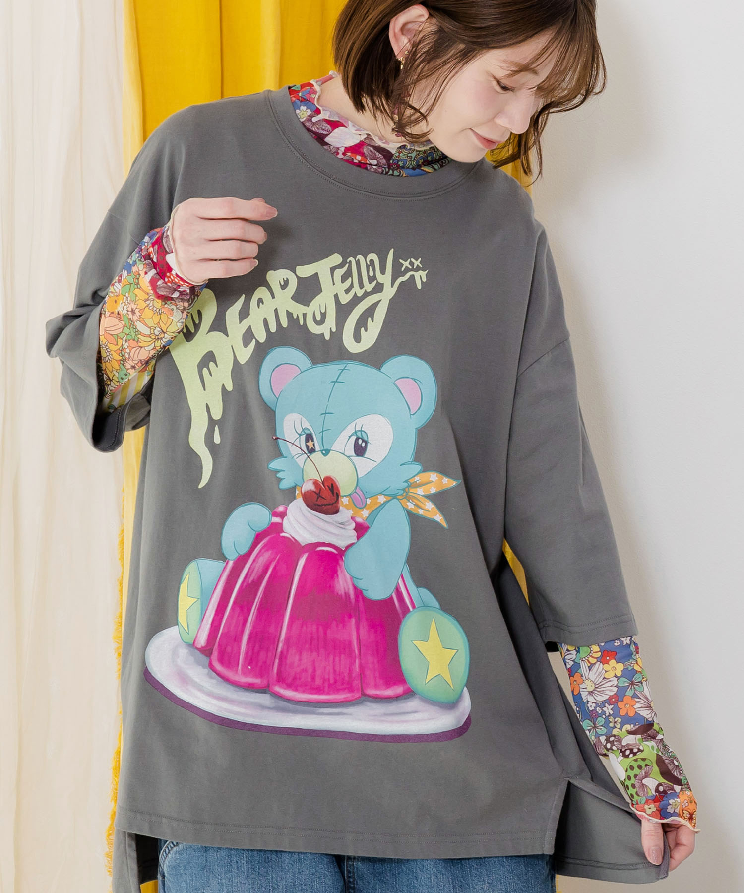 スカラー ScoLar ネコ花蝶柄 3柄展開ソフトチュールインナーT