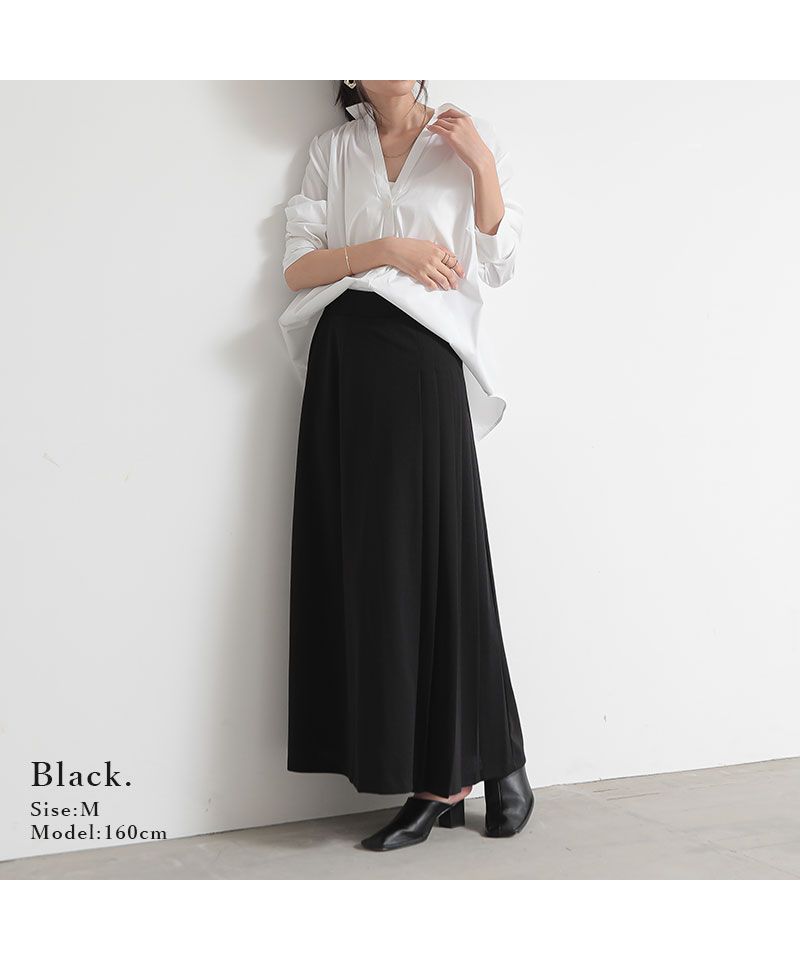 BASIC AND ACCENT ブラック プリーツロングスカート bflat｜プリーツロングスカート | Rakuten Fashion(楽天