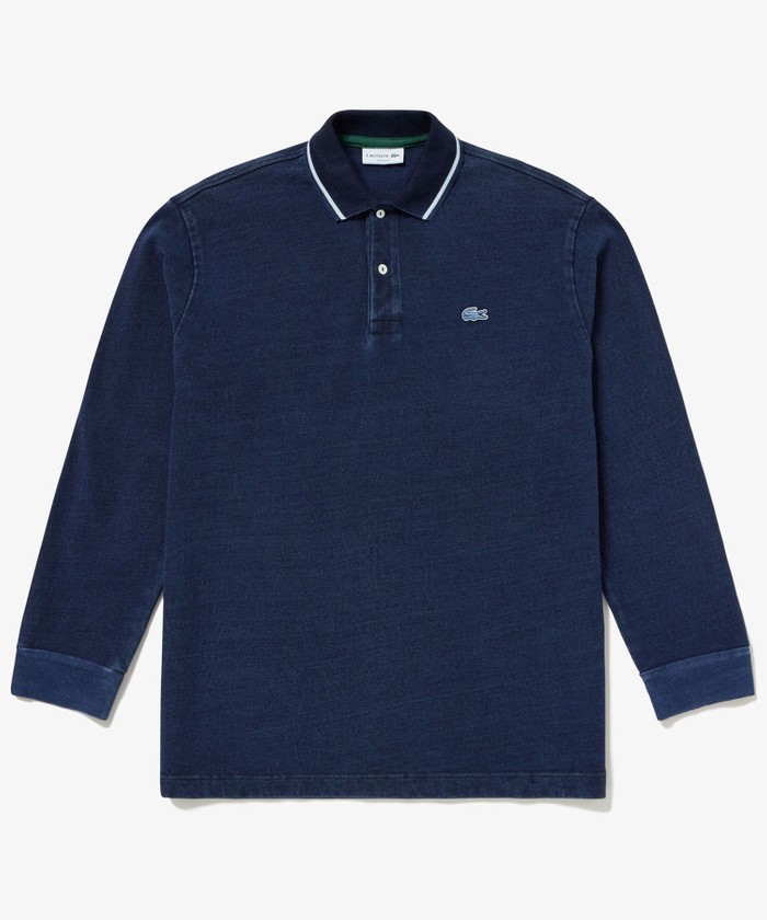 LACOSTE ラコステ　長袖 デニム インディゴブルー ビッグ ロゴ　Lサイズ LACOSTE ラコステ 長袖 デニム インディゴブルー ビッグ ロゴ L