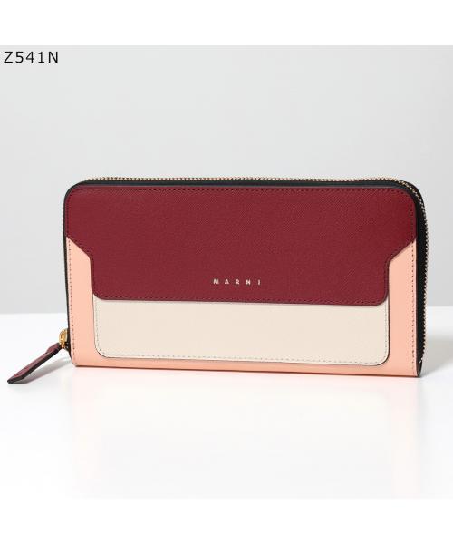 未使用 マルニ MARNI レザーラウンドジップ長財布　くすみピンク　袋付き 未使用 マルニ MARNI レザーラウンドジップ長財布 くすみピンク