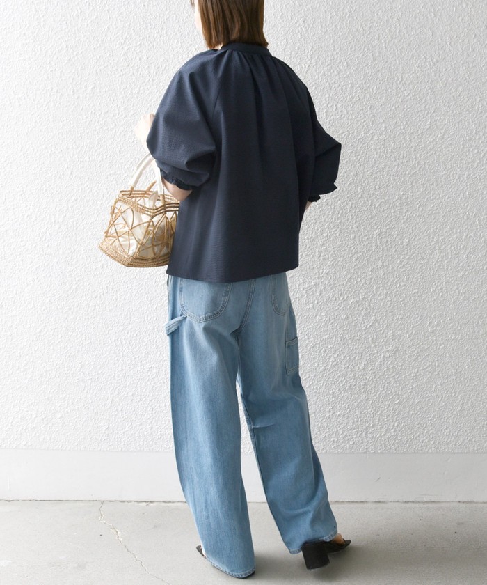 セール 30%OFF】SHIPS any: サッカー ペプラム ギャザー シャツ