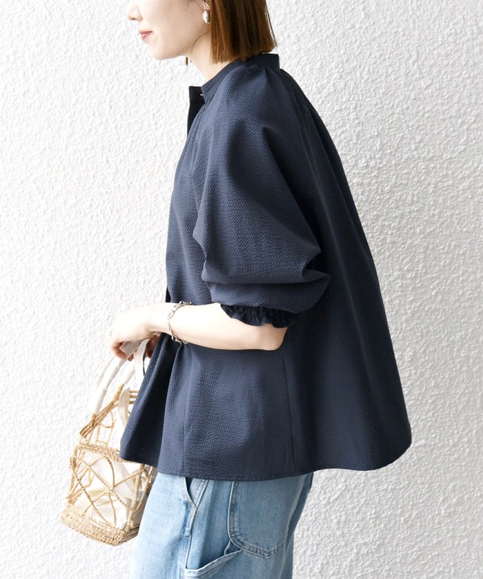 セール 30%OFF】SHIPS any: サッカー ペプラム ギャザー シャツ