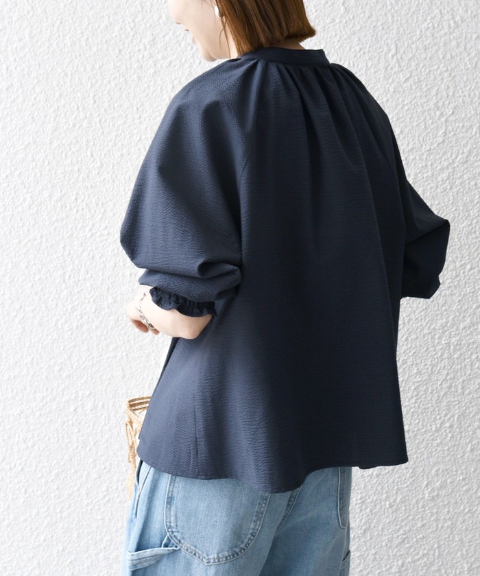 セール 30%OFF】SHIPS any: サッカー ペプラム ギャザー シャツ セール 30%OFF】SHIPS any: サッカー ペプラム ギャザー シャツ