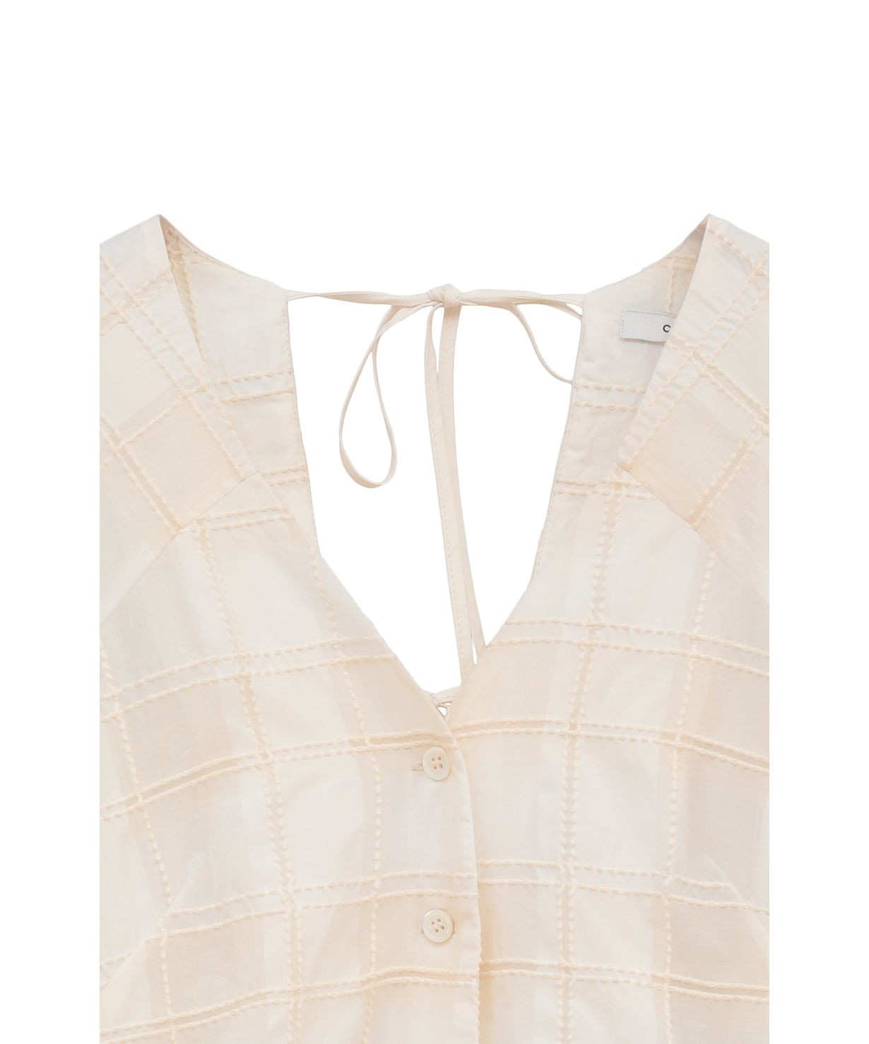 CLANE SHEER CHECK TUCK WAIST BLOUSE サイズ1 SHEER CHECK TUCK WAIST BLOUSE(1 IVORY): CLANE: WOMENS
