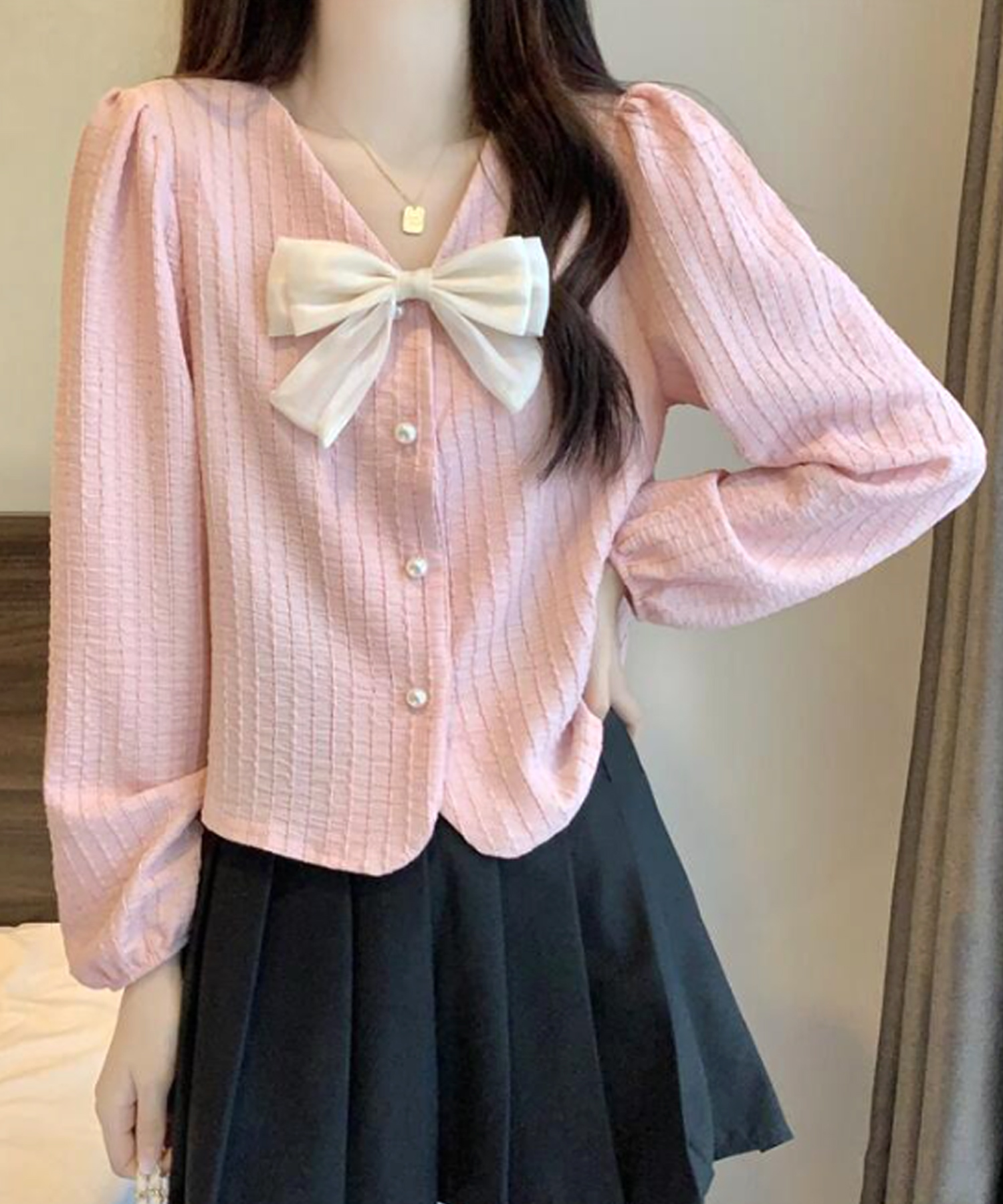 楽天 リバティボウカラーのフレアブラウス1(L) 張ら トップス