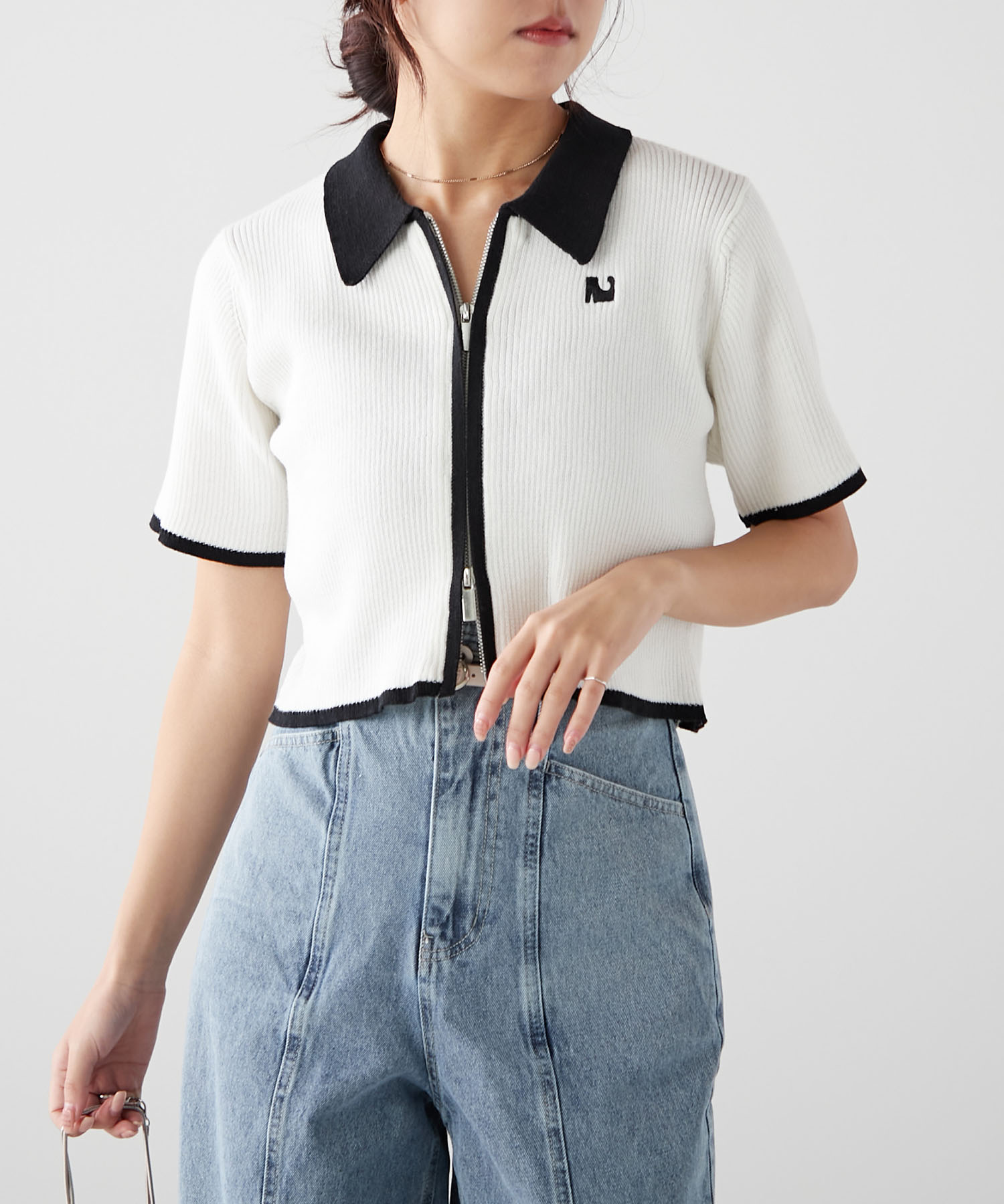 Drawerドゥロワー Scyeノースリーブニット ポロニット