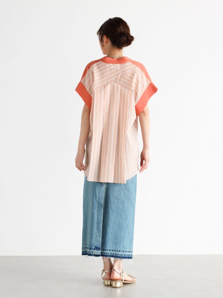 セール 44%OFF】ヴァン Vin ストライプシャツドッキングニット