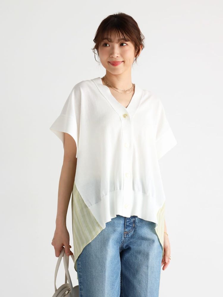 バイカラーラインニットカーディガン - Vin - Vin｜YAMADAYA STORE