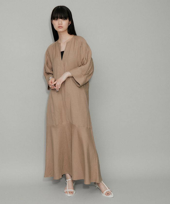 ☆美品☆ADAM ET ROPE' リネンボリュームスリーブワンピース黒フリー WEB限定】リネンボリュームスリーブワンピース / tampo / ADAM
